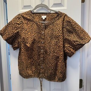 J. Crew Brown Leopard Print Blouse